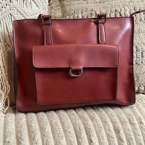 Mondani New York Burgundy Faux Leather Shoulder Bag Satchel
